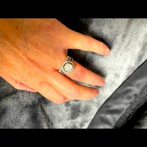 14 Karat white gold engagement set